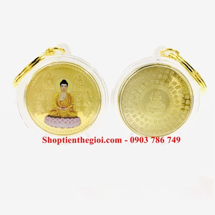 Móc Khóa Xu Phật A Di Đà Và Các Vị Bồ Tát In Màu - SP005277